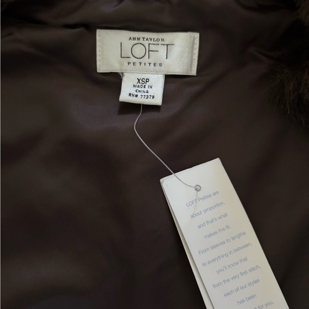 LOFT Rich Brown Faux Fur Vest - Picture 2 of 3